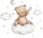 Preview: Wandsticker Aufkleber Bär Mond Wolken Sterne
