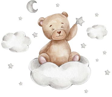 Wandsticker Aufkleber Bär Mond Wolken Sterne