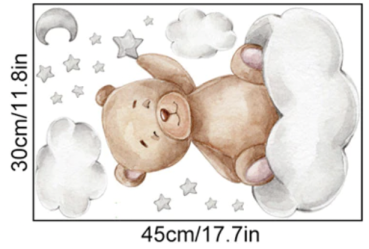 Wandsticker Aufkleber Bär Mond Wolken Sterne