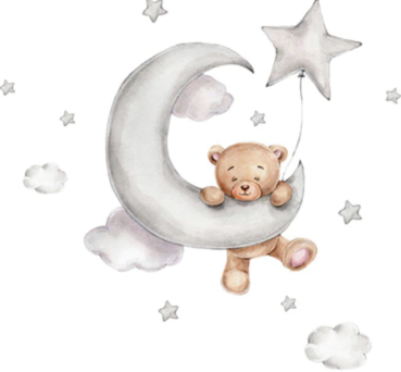 Wandsticker Aufkleber Bär Mond Wolken Sterne 02