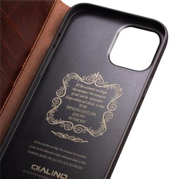QIALINO - Echtes Leder iPhone 13 Pro Max - Braun