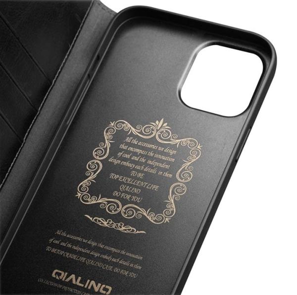 QIALINO - Echtes Leder iPhone 13 Pro Max - Schwarz