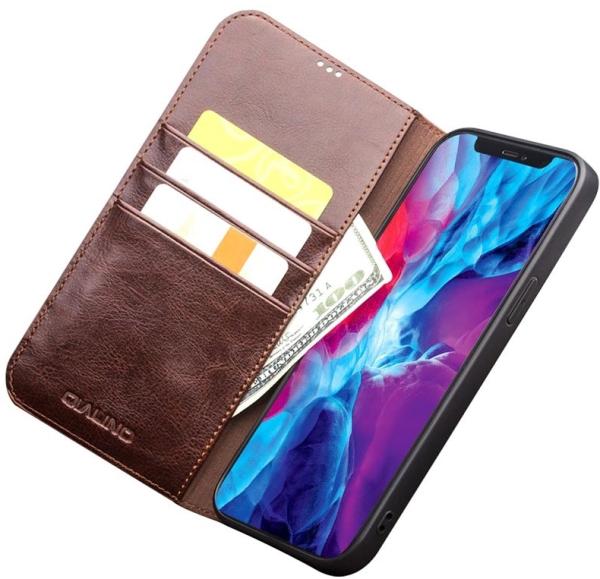 QIALINO - Echtes Leder iPhone 13 Pro Max - Braun