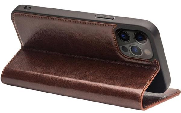 QIALINO - Echtes Leder iPhone 13 Pro Max - Braun